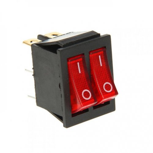 Выключатель клавишный Rexant 250V 15А (6с) ON-OFF красный с подсветкой картинка